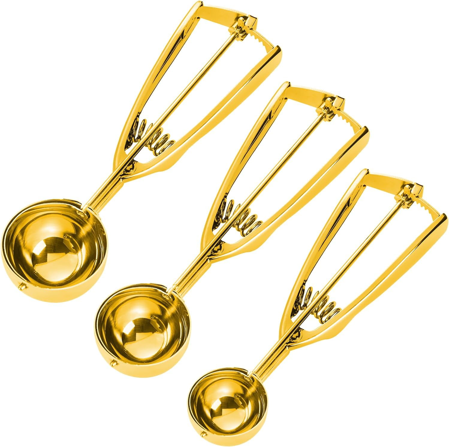 3Pcs Cookie Scoop Set, Gold, Large/Medium/Small, for Cookies, Ice Cream, Muffin, Cupcakes, Truffles, Mashed Potatoes - Walmart.com