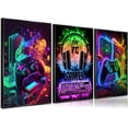 3Pcs Cool Gaming Wall Art Retro Video Gamer watercolor Posters Pictures