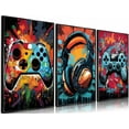 thumbnail image 1 of 3Pcs Cool Gaming Wall Art Retro Video Gamer watercolor Posters Pictures Colorful Neon Gamer pad Canvas Painting Prints for Boys Room Kids Gamer Room Bedroom for Boys Home Decoration, 1 of 6