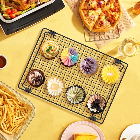 3Pcs Cooling Racks Carbon Steel Thermal Mesh 3 Layers Cooling Stand Non Stick Cooling Holder Set Fast Cooling Baking Stand Foldable Cake Rack for Cooling Foods Biscuits