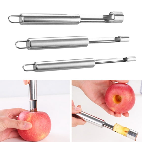 Amosfun Fruit And Vegetable Core Extractor Stainless Steel Fruit Corers Silver 3Pack Portable
