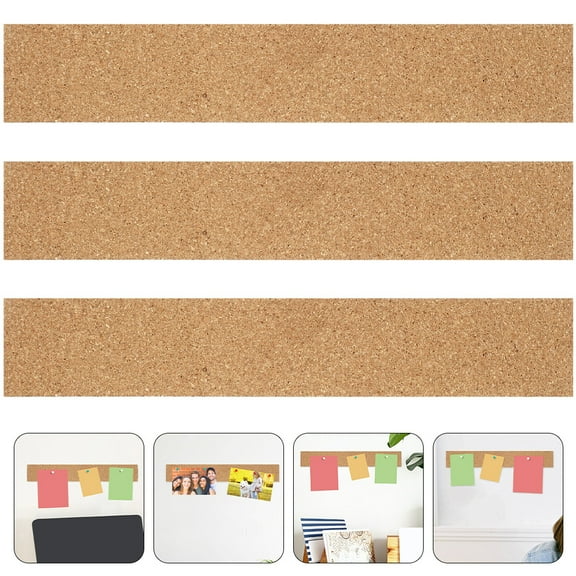 BESTYASH 3Pcs Natural Cork Wall Easy Install Bulletin Bars for Office Organization