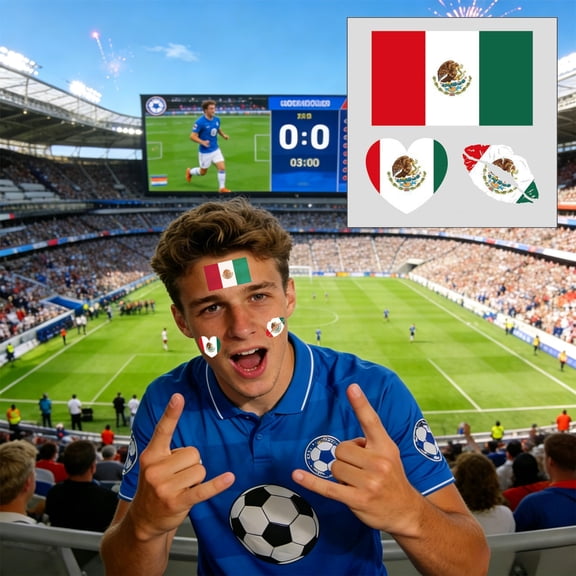 3Pcs Country Flag Face Tattoo Stickers, Vacemry Country Flag Face Tattoos Stickers, Waterproof Temporary Decals For Football Matches, Sports Events, Themed Parties, 2.4x2.4x0.79in