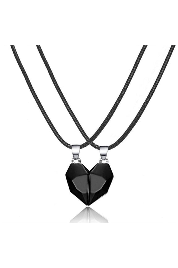 3Pcs Couple Magnetic Necklaces under $5! Yannianjz Magnetic Couple Necklace Set, 3D Heart Magnet Love Necklace, Matching Partner Attraction Pendant, Romantic Gift for Couples