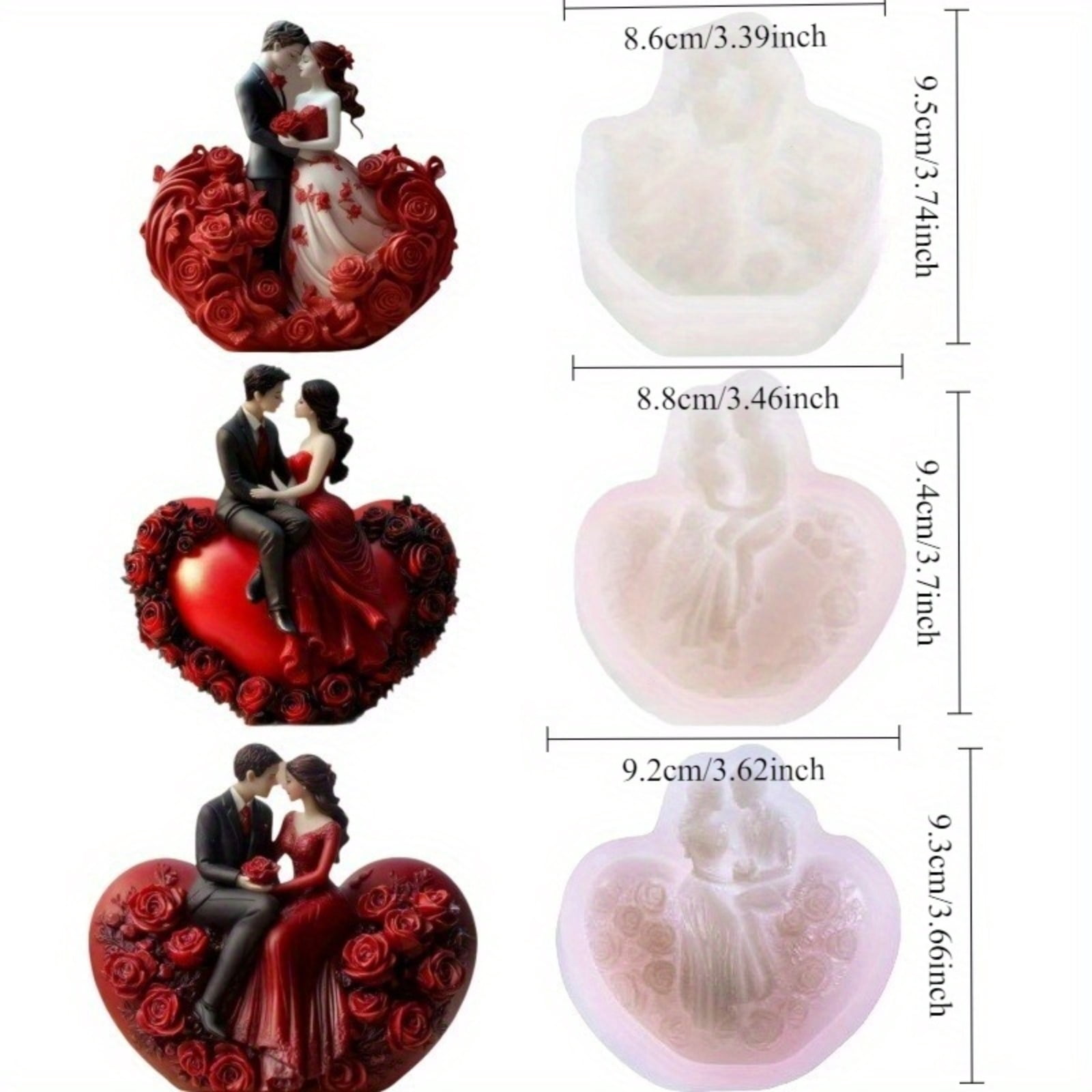 3Pcs Couple Silhouette Mold Set, epoxy resin molds, Ideal for Wedding Candle & Resin Crafts