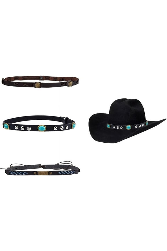 3Pcs Cowboy Hat Bands with Alloy Clasp Buckle Imitation Leather Southwestern Cowboy Hat Belt Classical Native Style Hatbands Hat Accessories