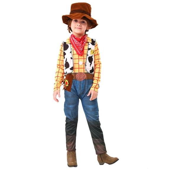 3Pcs Cowboy Vest Trousers Set, Halloween Western Frontier Ranger Uniform, Classic Cowboy Vest Trousers Costume Set for Carnivals, Festive Character Dress Up Performance Attire-Attire+Hat+ScarfS