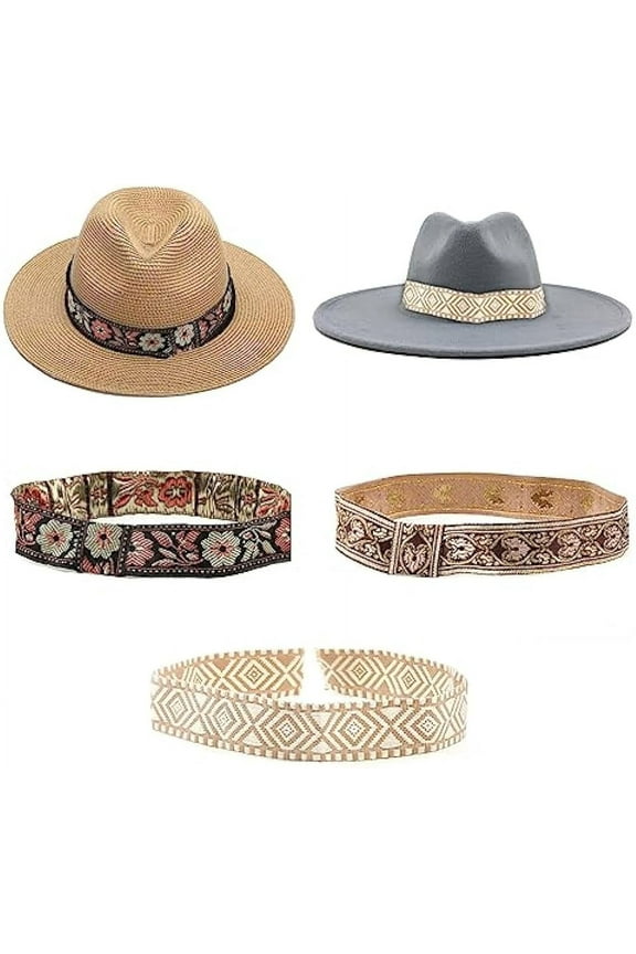 3Pcs Cowboy Western Hat Band Hat Bands for Cowboy Cowgirl Hats Accessories Fedora Hat Decoration Suitable for 58-60cm Hat