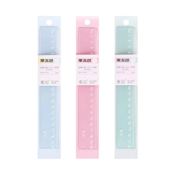 3Pcs Creative Jelly Color Clear Ruler, 8 Inch Plastic Ruler with Millimeter and Centimeters, Pastel Ruler for Home Office Supplies, Classroom Must Haves, Standard and Metric, 20cm, 3 Colors