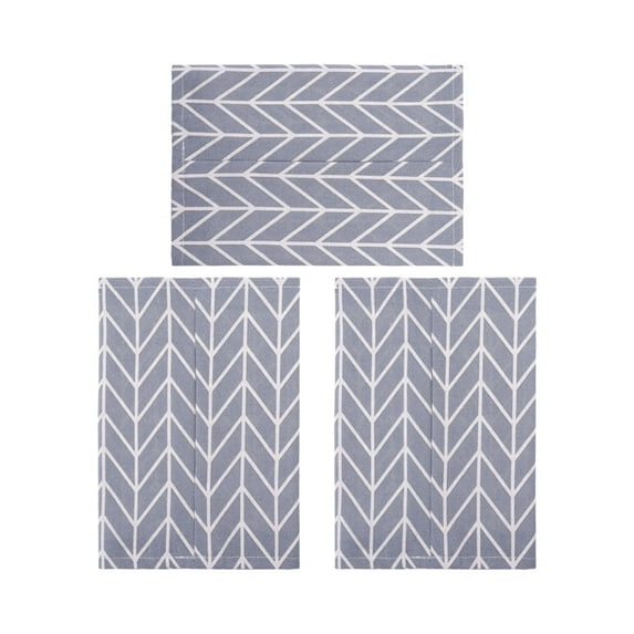 3Pcs Creative Pastoral Style Tissue Box Cover Cotton Linen Cloth Tissue Box Cover Grey (Arrow)