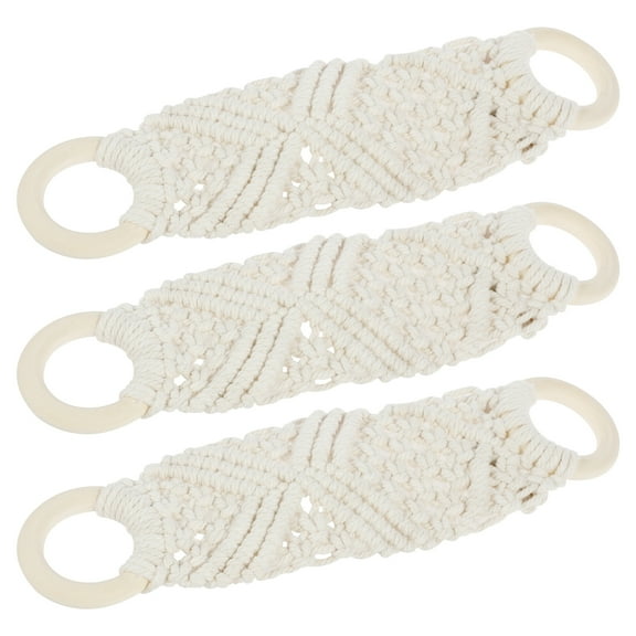 3Pcs Crochet Towel Holder Ring Elegant Macrame Hand Towel Holder Hanging Dish Towel Holder Easy to Use Knitted Towel Holder with Loop Crochet Towel Ring for Towels Kitchens