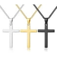 thumbnail image 1 of 3Pcs Cross Necklace for Men Stainless Steel Silver Black Gold Mens Cross Necklaces Set Jewelry Gifts With Cross Chain And Cross Pendant 16 18 20Inch, 1 of 6