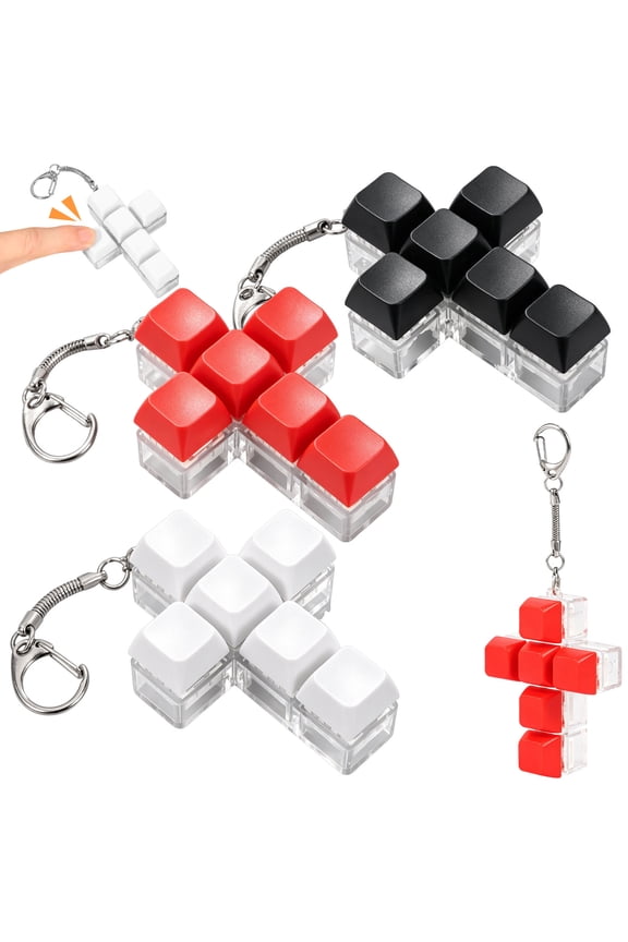 3Pcs Cross Shape Key Board Clicker Quiet Clicker Keychain Toy Present for Adult at Work Traveling Home Stress Relief and Focus Boost