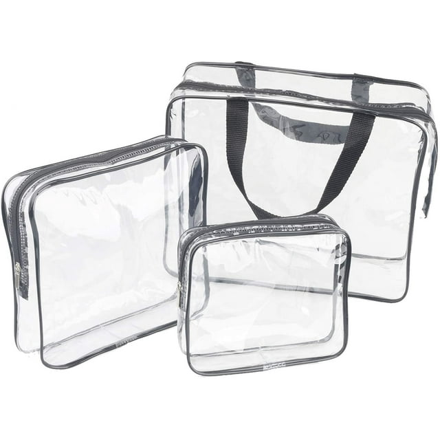 3Pcs Crystal Clear Cosmetic Bag TSA Air Travel Toiletry Bag Set with ...