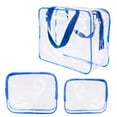 thumbnail image 1 of 3Pcs Crystal Clear PVC Travel Toiletry Bag Kit for Women Men, Waterproof Vinyl Organizer Makeup Bags with Zipper Handle Straps, Cosmetic Bag Pouch Carry on Airport Airline Compliant Bag Handbag, 1 of 10