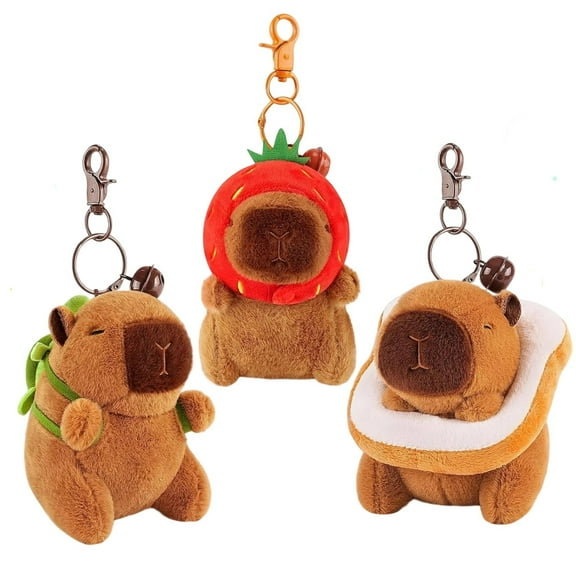 3Pcs Cuddly Capybara Plush Toy Keychains, Stuffed Animals Plush Bag Charms, Gifts for Teens Women & Fans