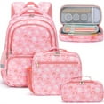 thumbnail image 1 of 3Pcs Cute Backpack Bags Set with Lunch Box Pencil Bag Daypack Bookbags, Daisy & Rainbow, 1 of 7