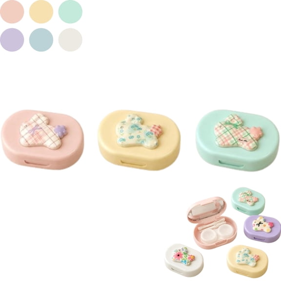 3Pcs Cute Contact Lens Case, Portable Contacts Case Box Holder, Compact ABS Lens Storage Box for Daily Use, Work and Travel
