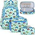thumbnail image 1 of 3Pcs Cute Kawaii Backpack Set, Waterproof Backpack with Lunch Box & Pencil Case, Monster Truck, 1 of 9