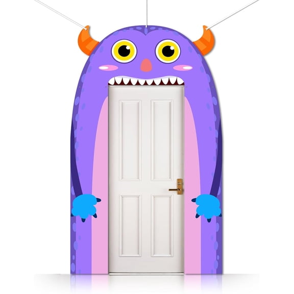 3Pcs Cute Monsters Decorations Porch Sign Banner Monster Theme Party Decorations Hanging Welcome Door Banner for oto Backdrop Birthday Party