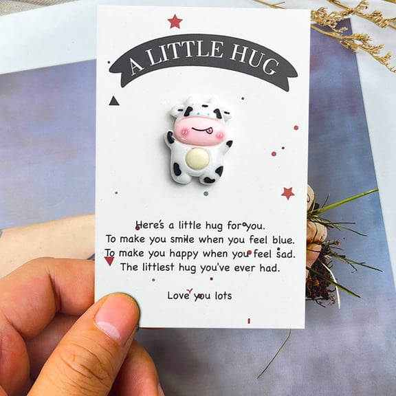 3Pcs Cute Pocket Hug Card under $5! CQCYD Cute Cow Pocket Hug Card,Encouragement Blessing Gift Card,Small Greeting Card Gift,Paper Animal Theme Card,Thoughtful Message Card