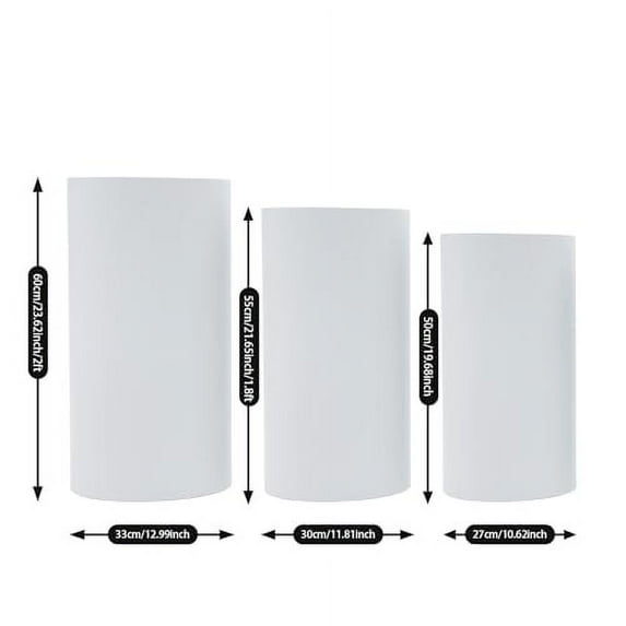 3Pcs Cylinder Pedestal Stands for Parties, White Round Cylinder Stands for Party Decor, Wedding, Birthdays, Baby Showers, Art Event Pillar for Cake, Dessert & Flower Table Display