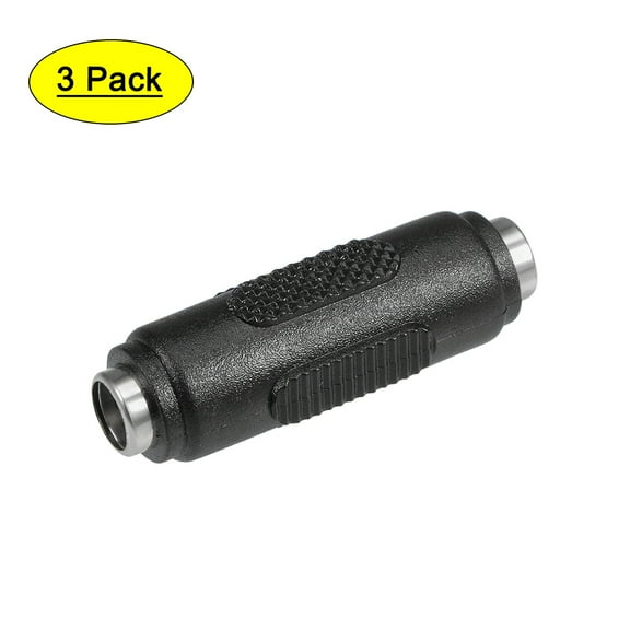 3Pcs DC Female to Female Connector 5.5mm x 2.1mm Power Cable Jack Adapter Black