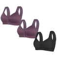 thumbnail image 1 of 3Pcs Daily Bra for Older Women, Breathable Front Closure Bralettes, Full Support Wide Back No Underwire Push Up Bra, 1 of 2