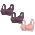 thumbnail image 1 of 3Pcs Daily Bra for Older Women, Breathable Front Closure Bralettes, Full Support Wide Back No Underwire Push Up Bra, 1 of 2