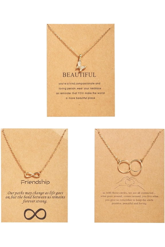 3Pcs Dainty Gold Silver Butterfly Pendant Necklace Set for Women,Bohemian Acrylic Butterfly Chain Necklace Fashion Jewelry Gift with Message Card