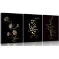 thumbnail image 1 of 3Pcs Dark Botanical Wall Art Vintage Moody Floral Canvas Painting Black Flower Wall Decor Rustic Farmhouse Plant Posters Prints For Living Room Bedroom Office Pictures (only canvas), 1 of 6