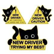 3Pcs Decorative Reflective Safety Decals Funny Black Cats Sticker Automotive New Driver Safety Warning Sign