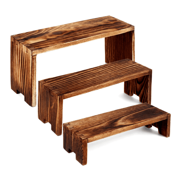 3Pcs Dessert Display Stands,Rectangular Pine Display Stands – Wood Display Risers, Stackable Wood Cake Display Riser Stands, Decorative Display Rack Shelf Organizer for Flowers, Desserts, Cupcake