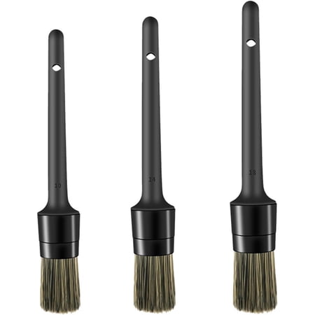 3Pcs Detailing Brush Set, Car Cleaning Brush Washable Traceless Long Handle Auto Detail Brush Auto Supply, Perfect for Cleaning Wheels, Air Vents 3pcs