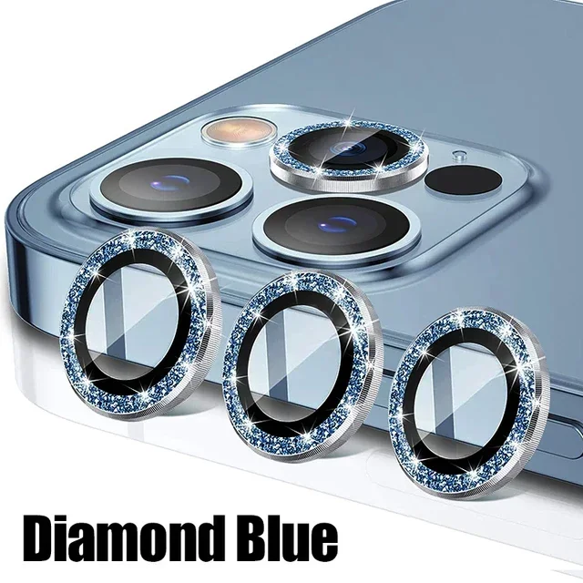 3Pcs Diamond Camera Lens Protector Glass For iPhone 15 11 12 13 14 Pro