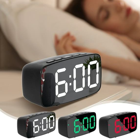 3Pcs Digital Clock with Temperature under $5! Yrmaups Digital Clock, Mirror Finish LED Electronic Alarm Clock, Snooze and Temperature Display, Nightstand Clock for Bedroom Living Room