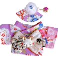 thumbnail image 1 of 3Pcs Doll Clothes Sets - Handmade Japanese Kimono Outfit for Dolls 15cm/17cm, Headwear & Dress & Belt with Bow, Cute Clothing Sets, 1 of 6