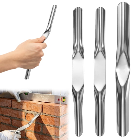 3Pcs Double Ended Brick Jointer 10 Inch Stainless Steel Mortar Jointer Pointing Tool Brick Tuck Pointing Tool for Masonry