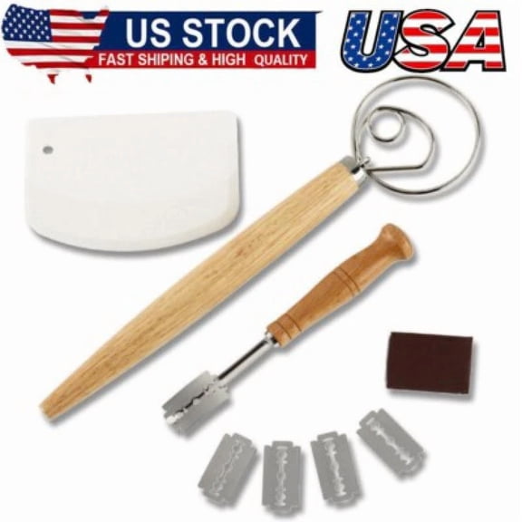 3Pcs Dough Whisk - Bread Making Tools Danish Dough Whisk,Bread Scraper Cutter