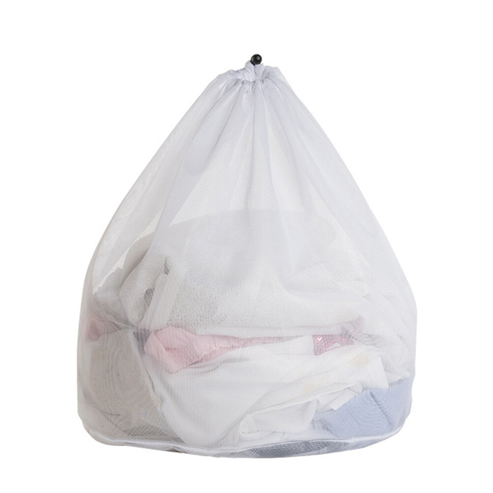 3Pcs Drawstring Pocket Laundry Bags White Mesh Laundry Bags Clothes