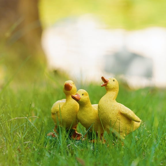 3Pcs Ducks Ornament Statues Crafts Duck Figurine Statue Animal Decor Animal Ornament Sculpture Resin Cartoon