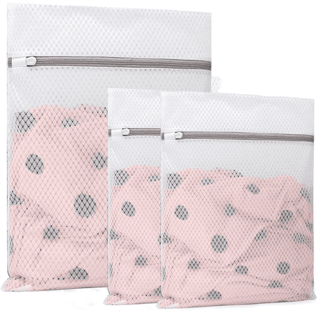 3Pcs Durable Honeycomb Mesh Laundry Bags for Delicates (2 Medium 12 x 16 Inches, 1 Extra Large 24 x 24 Inches)