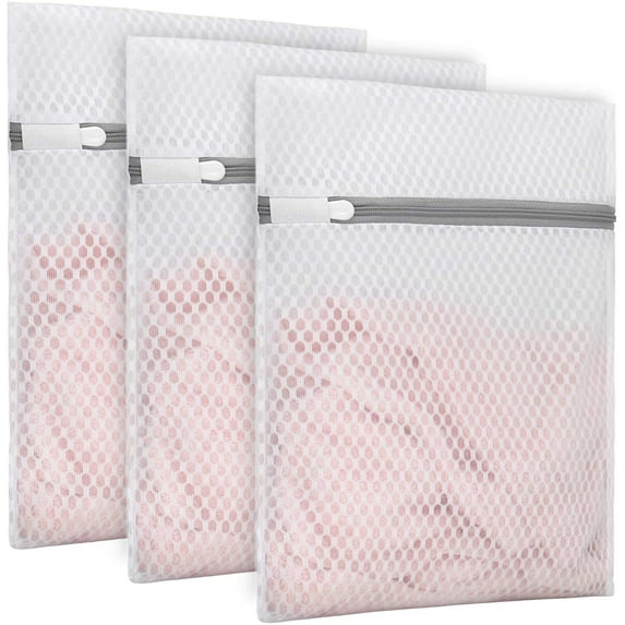 3Pcs Durable Honeycomb Mesh Laundry Bags for Blouse, Hosiery, Stocking, Underwear Laundry Bags for Travel Storage Organization 9 x 12 inches (3 Small)