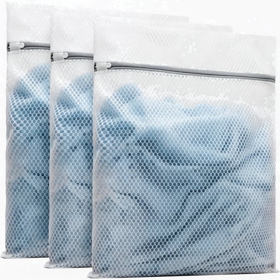 Laundry Bags Honeycomb Mesh 16 x 20 inch 3 pack Durable Zipper Wash Bag for Delicates Lingerie Socks
