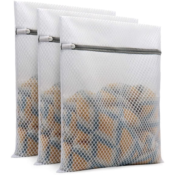 3Pcs Durable Honeycomb Mesh Laundry Bags for Delicates