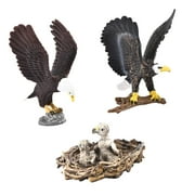 3Pcs Eagle Statue Set Realistic Flying Eagle Model Art Eagle Figurine Animal Bird Figures for Hotel Dining Room Bookshelf Table Boys Girls