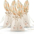 thumbnail image 1 of 3Pcs Easter Bunny Bags Linen Drawstring Cloth Bags Candy Gift Bags for Easter Egg Hunt & Birthday Party Favors, Rustic Garden Tea Party Decorations (Beige*3), 1 of 7