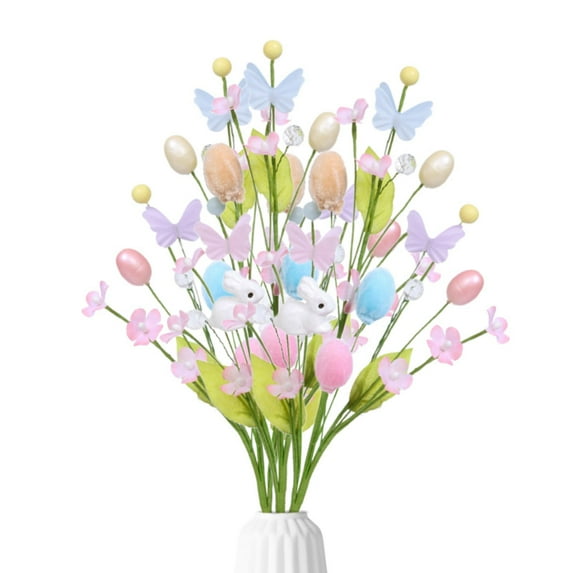 3Pcs Easter Decorations Egg Picks Berry Stem Artificial Spring Floral Pick Decor for Home Vase Table Centerpieces