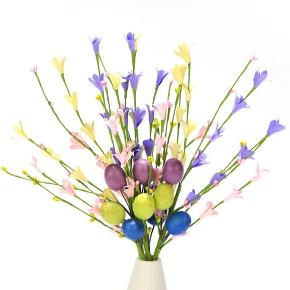 3Pcs Easter Decorations Egg Picks Berry Stem Artificial Spring Floral Pick Decor for Home Vase Table Centerpieces