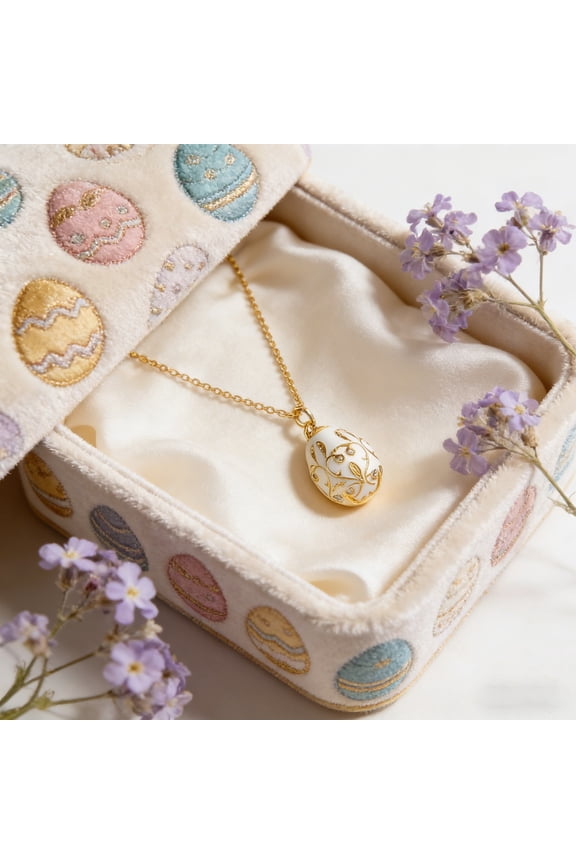 3Pcs Easter Egg Necklace! Yannianjz Enamel Zircon Pendant, Vintage Gold Tone Egg Jewelry, Floral Egg Charm for Women, Spring Holiday Gift Necklace